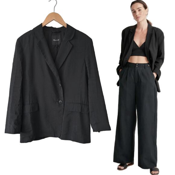 MADEWELL Black The Relaxed Blazer in Softdrape Size Small Oversized Soft Jacket - Picture 1 of 10